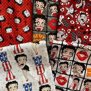 5 yards total 1 yard each - Licensed Betty Boops 100% Cotton Fabric